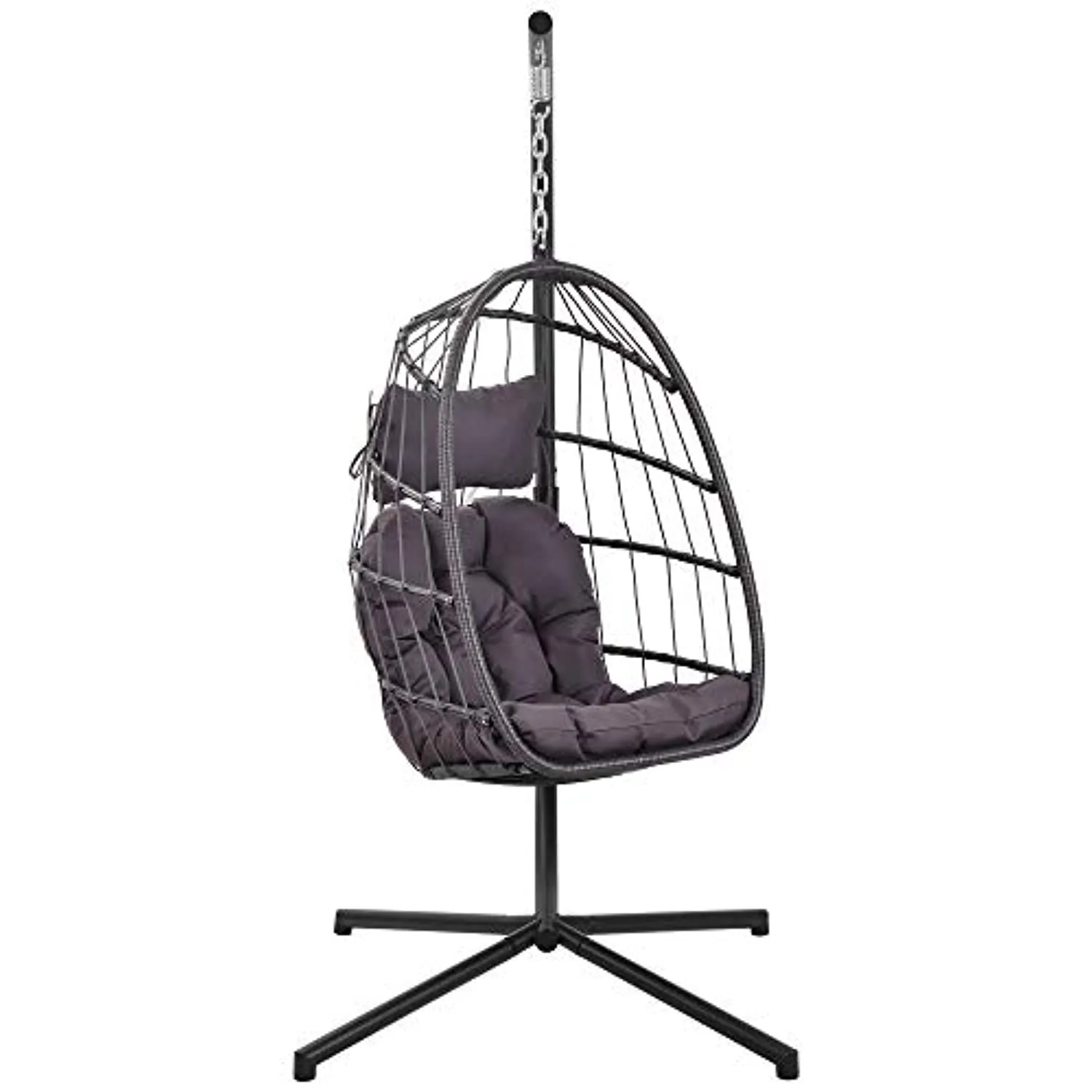 Rattan Hanging Swing Egg Chair,Hammock Chair, Aluminum Frame and UV Resistant Cushion