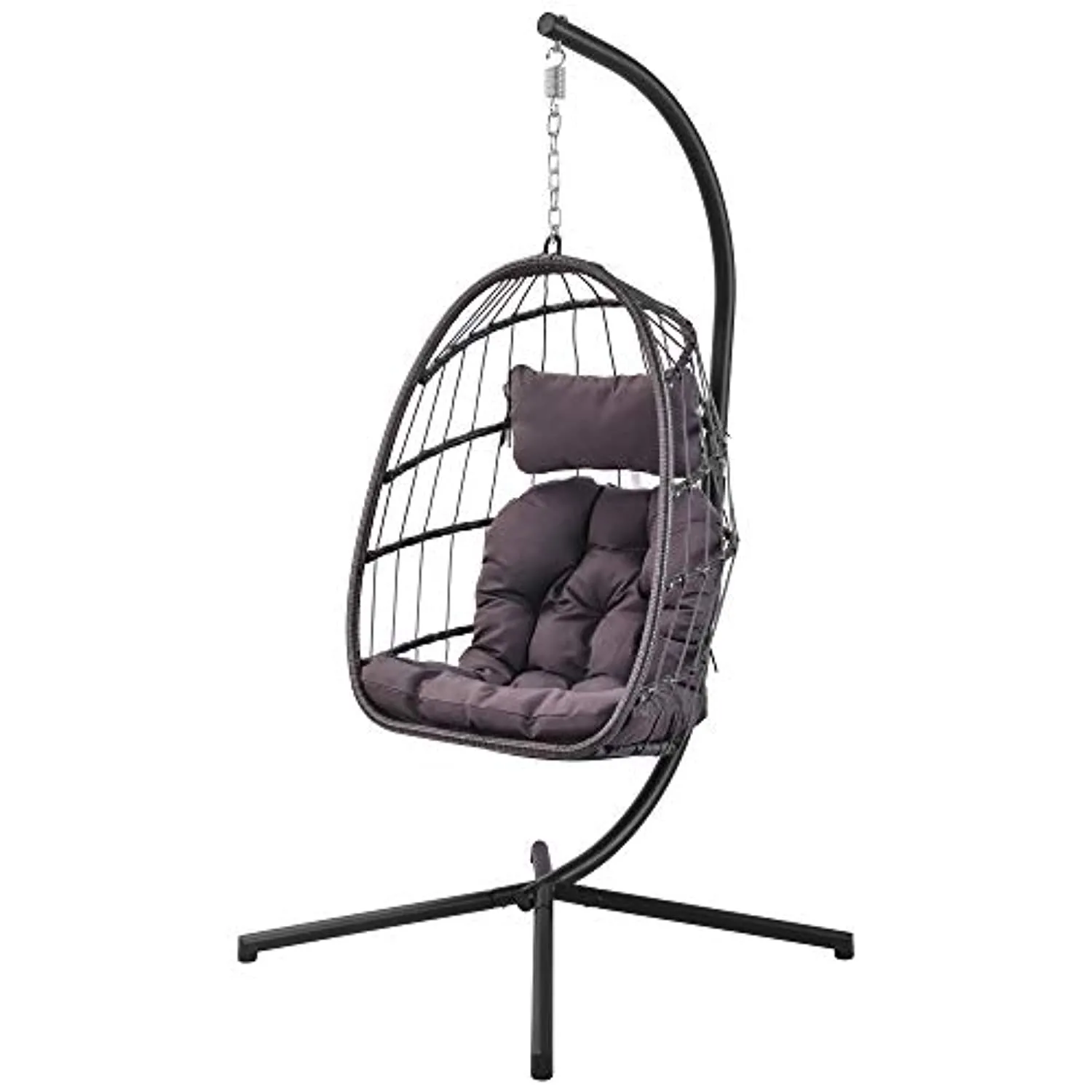 Rattan Hanging Swing Egg Chair,Hammock Chair, Aluminum Frame and UV Resistant Cushion