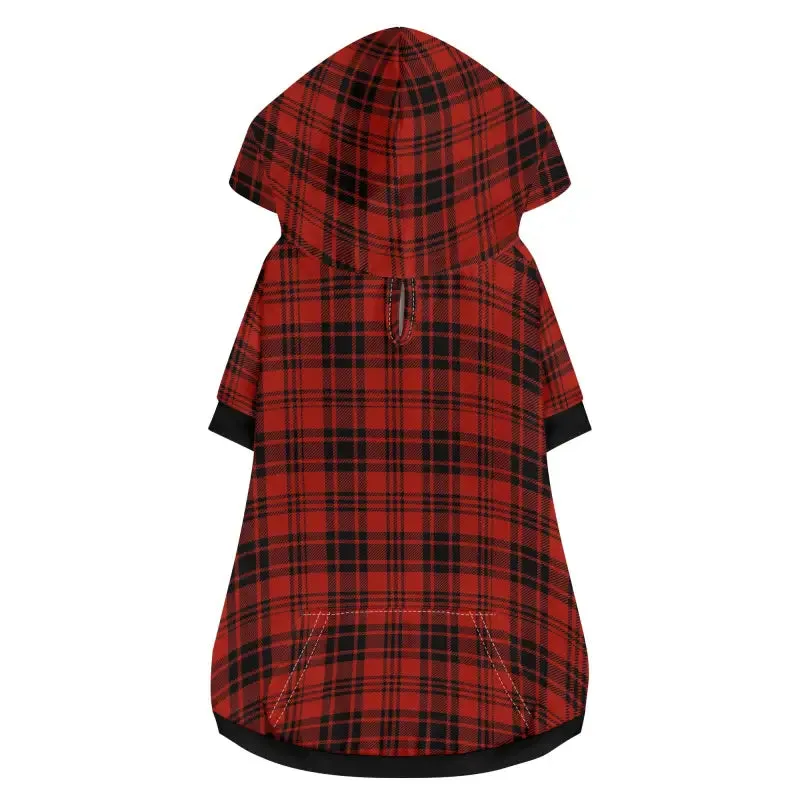 Red Buffalo Plaid Dog Pullover Hoodie for Stylish Pups