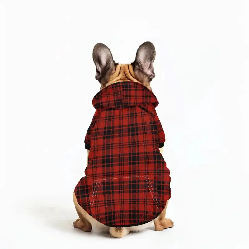 Red Buffalo Plaid Dog Pullover Hoodie for Stylish Pups