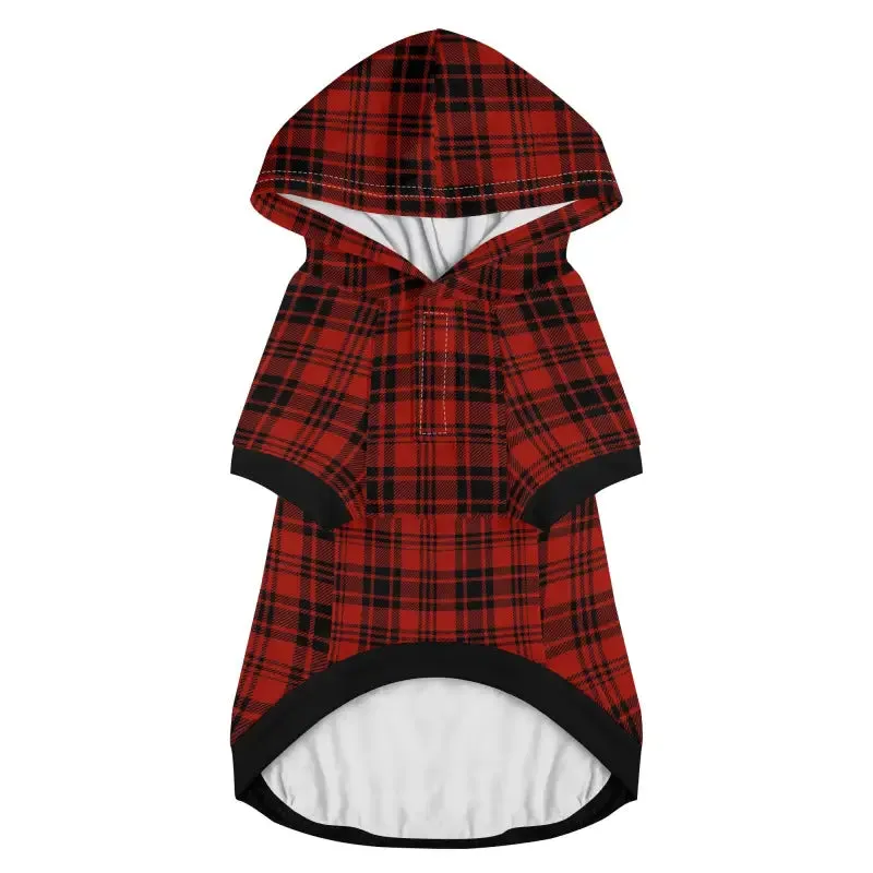 Red Buffalo Plaid Dog Pullover Hoodie for Stylish Pups