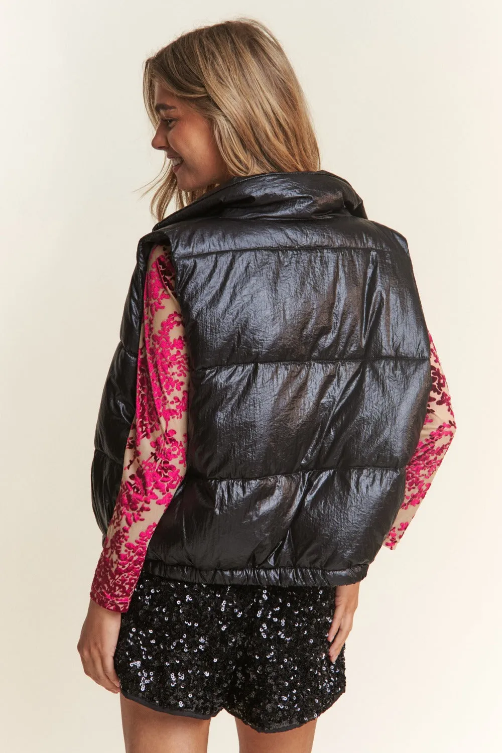 Shiny Metallic Puffer Vest