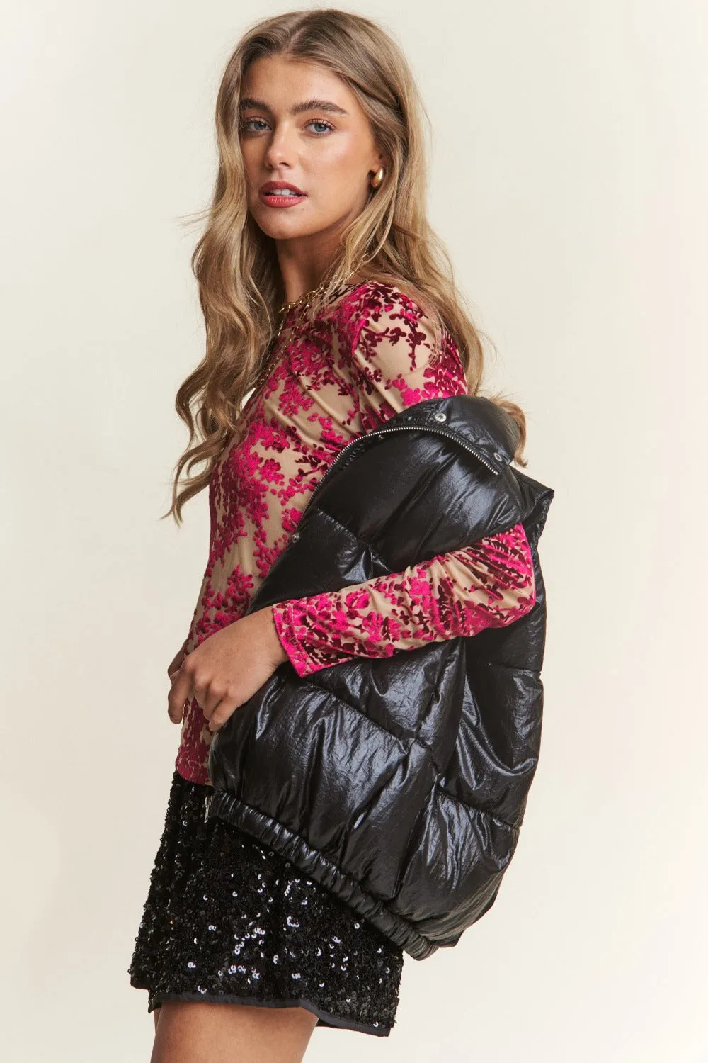 Shiny Metallic Puffer Vest