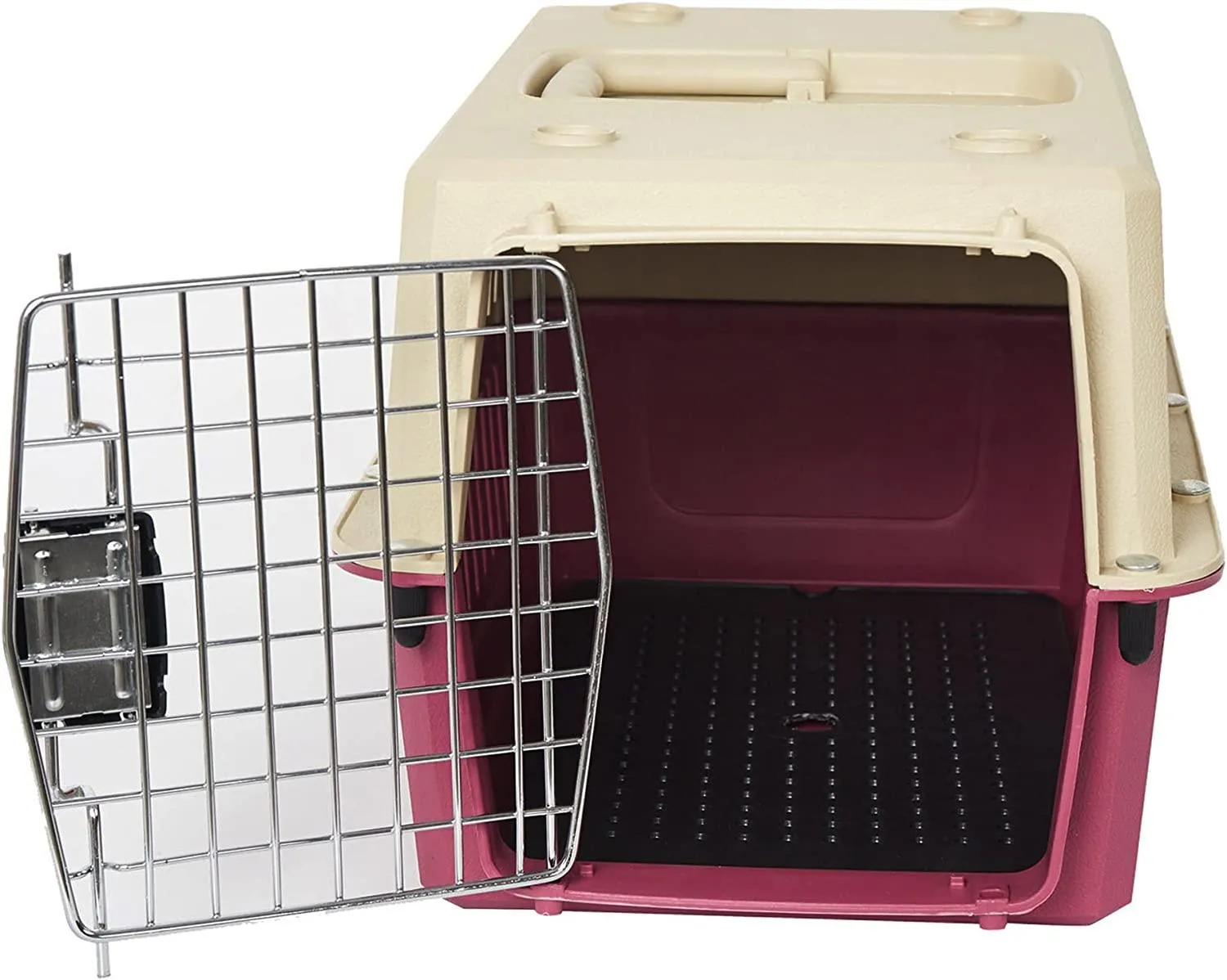 Small Plastic Cat & Dog Carrier Cage Portable Pet Box Airline Approved Pet Kennel 16.5lbs Weight Capacity, Red