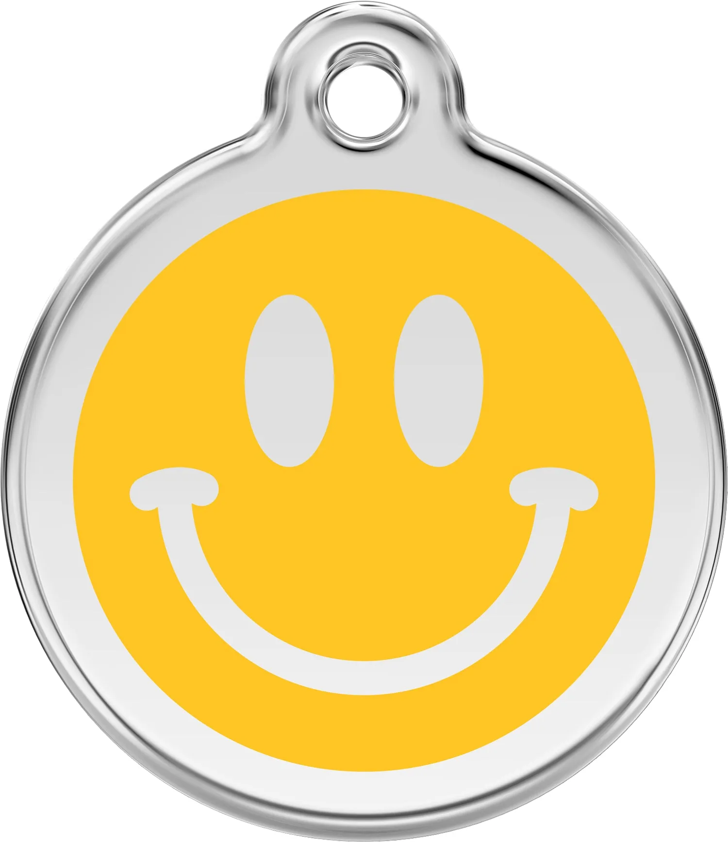 Smiley Face Yellow - Red Dingo Engraved Cat/Dog Tag, Lifetime Guarantee, No Shipping Costs