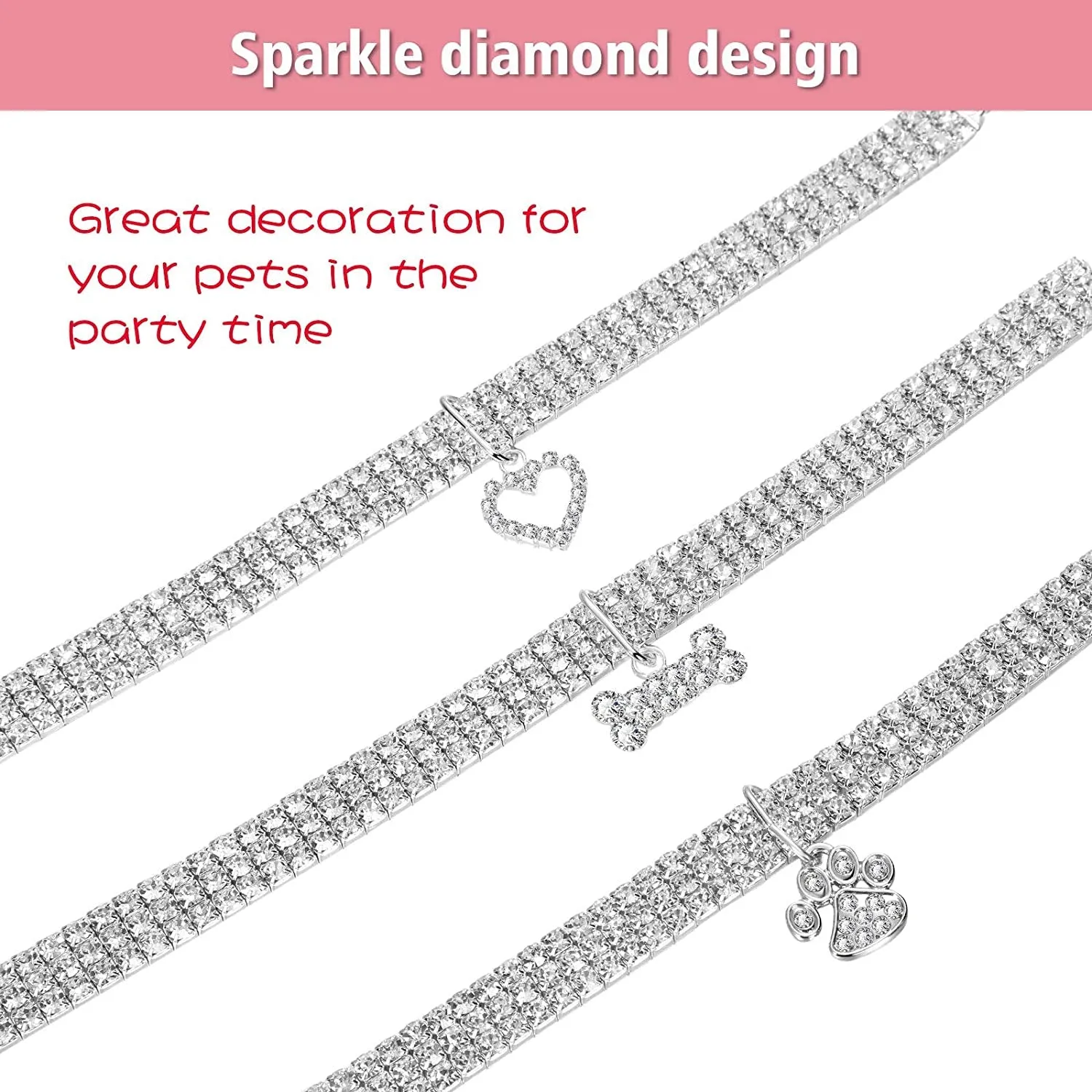 Sparkling Pet Bling Collars - 3 Piece Set