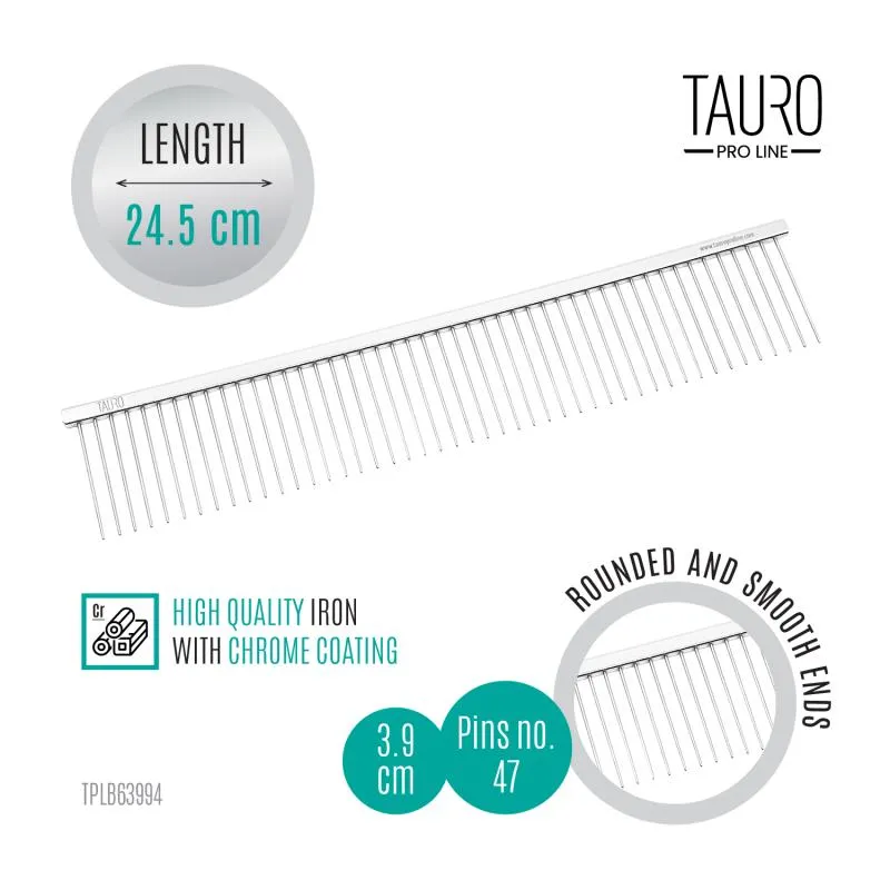 Tauro Pro Line Comb, metallic, sparse teeth, L