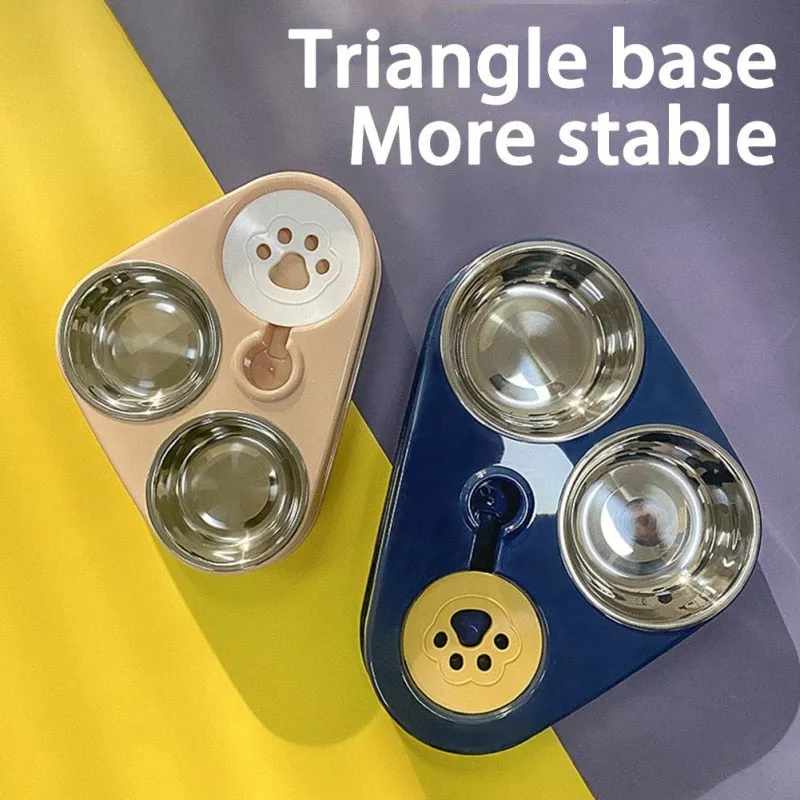 Trendy 500ML Dog/Cat Feeder Stainless Steel Double Bowl With Water Bottle