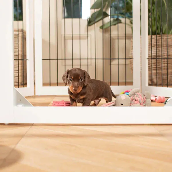 Wooden Puppy Play Pen in White and Grey