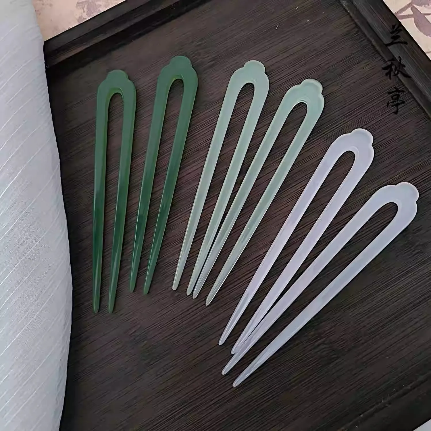 Zanzi 簪子 Jade Imitation U-Shaped Hairpins & Comb Set